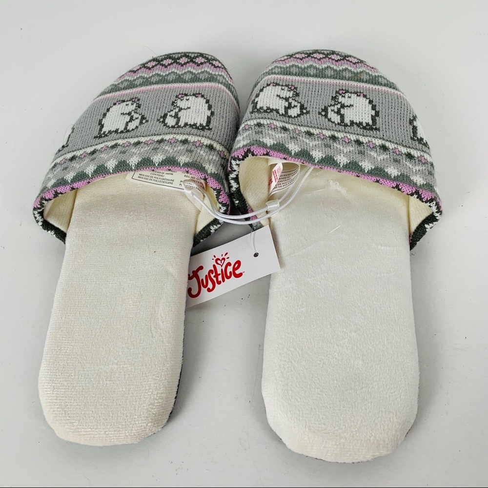 Justice slide on polar bear slippers grip bottoms - Picture 2 of 4
